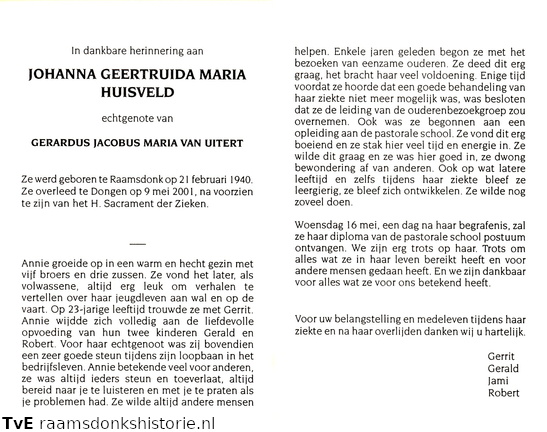 Johanna Geertruida Maria Huisveld Gerardus Jacobus Maria van Uitert