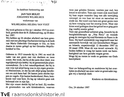 Johannes Wilhelmus van Hulst Wilhelmina Helena van Vugt 