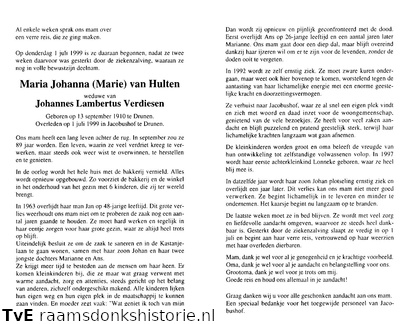 Maria Johanna van Hulten Johannes Lambertus Verdiesen