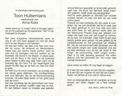 Toon Hultermans  Anna Kokx