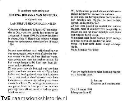 Helena Johanna van den Hurk Lambertus Hendrikus Janssen