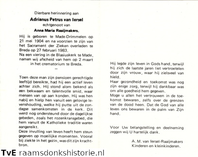 Adrianus Petrus van Iersel- Anna Maria Raaijmakers