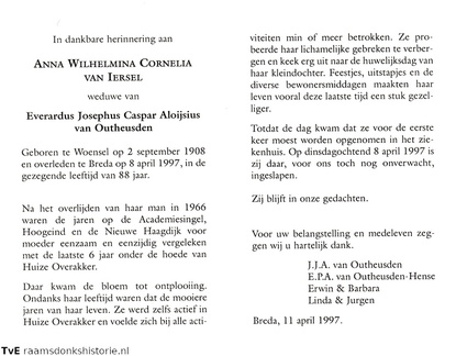 Anna Wilhelmina Cornelia van Iersel Everardus Josephus Caspar Aloijsius van Outheusden