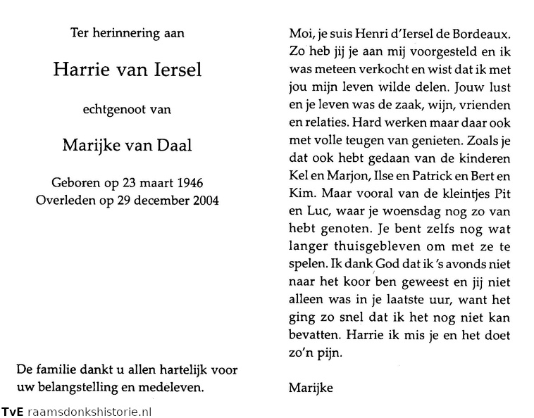 Harrie van Iersel Marijke van Daal