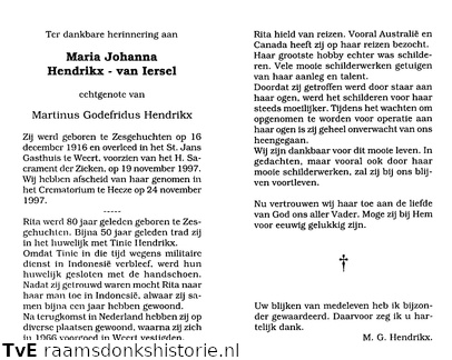 Maria Johanna van Iersel Martinus Godefridus Hendrikx