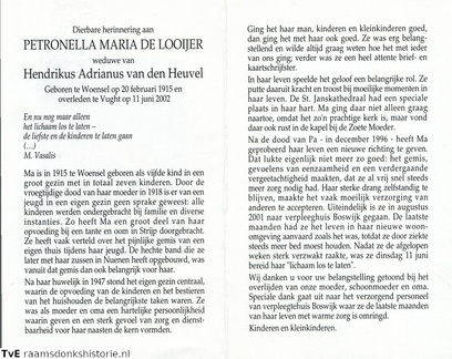Looijer de, Petronella Maria  Hendrikus Adrianus van den Heuvel