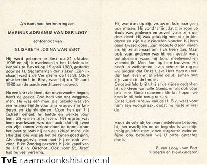 Looy van der, Marinus Adrianus  Elisabeth Josina van Eert