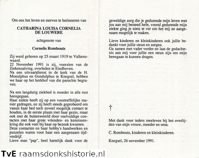 Louwere de, Catharina Louisa Cornelia  Cornelis Rombouts