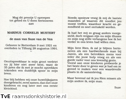 Mustert, Marinus Cornelis  Suze van de Ven