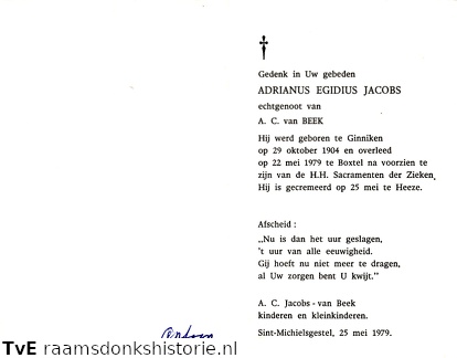 Adrianus Egidius Jacobs A C van Beek