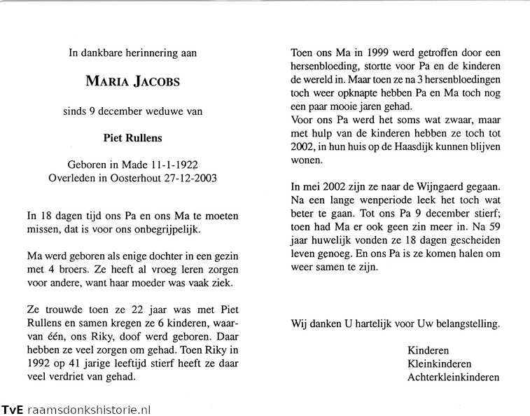 Maria Jacobs Piet Rullens