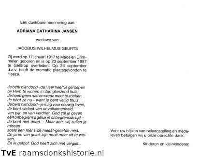 Adriana Catharina Jansen Jacobus Wilhelmus Geurts