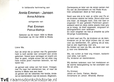 Anna Adriana Jansen Petrus Mathijs Emmen