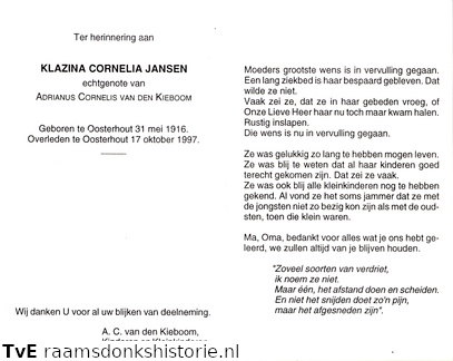 Klazina Cornelia Jansen Adrianus Cornelis van den Kieboom
