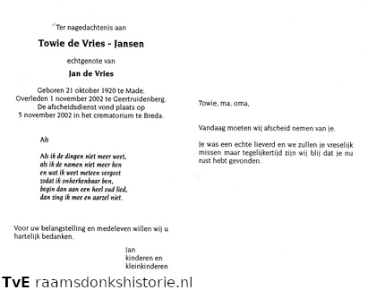 Towie Jansen Jan de Vries