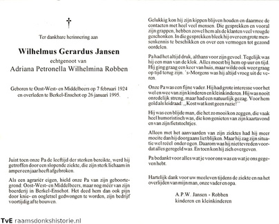 Wilhelmus Gerardus Jansen Adriana Petronella Wilhelmina Robben
