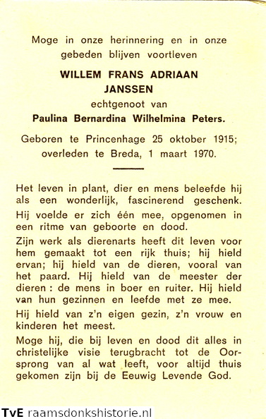 Willem Frans Adriaan Janssen Paulina Bernardina Wilhelmina Peters