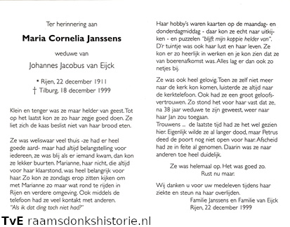 Maria Cornelia Janssens Johannes Jacobus van Eijck