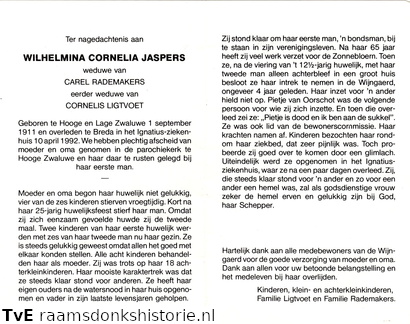 Wilhelmina Cornelia Jaspers Carel Rademakers Cornelis Ligtvoet