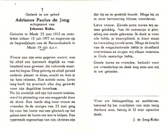 Adrianus Paulus de Jong Johanna Kokx