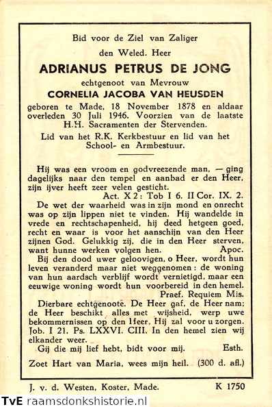 Adrianus Petrus de Jong Cornelia Jacoba van Heusden