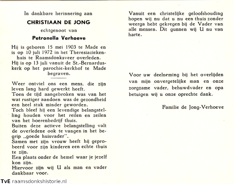 Christiaan de Jong Petronella Verhoeve