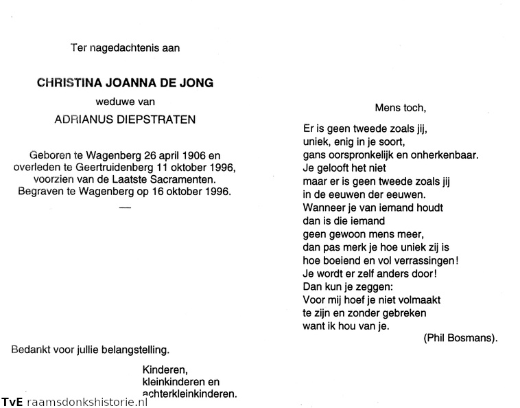 Christina Joanna de Jong Adrianus Diepstraten