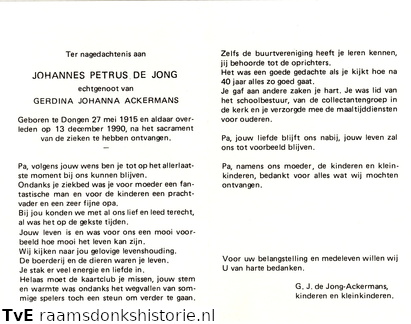 Johannes Petrus de Jong Gerdina Johanna Ackermans