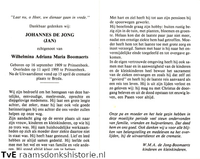 Johannes de Jong Wilhelmina Adriana Maria Boomaerts