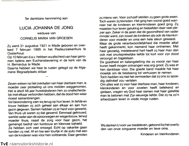 Lucia Johanna de Jong Cornelis Maria van Groesen