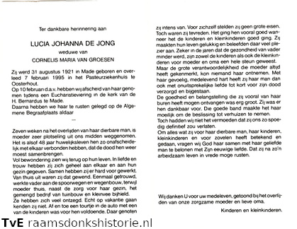 Lucia Johanna de Jong Cornelis Maria van Groesen