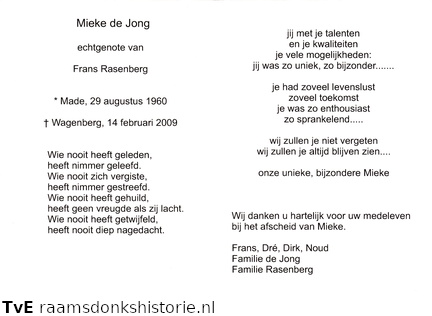 Mieke de Jong Frans Rasenberg