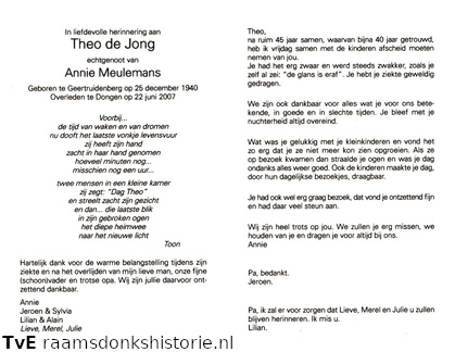 Theo de Jong Annie Meulemans