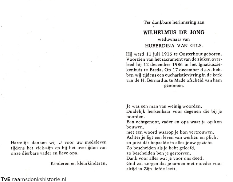 Wilhelmus de Jong Huberdina van Gils