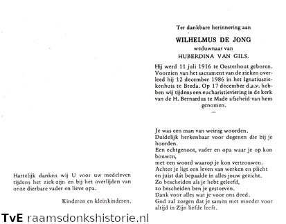 Wilhelmus de Jong Huberdina van Gils