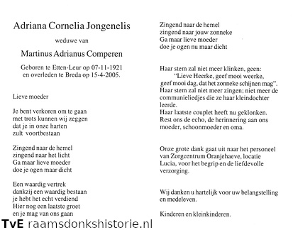 Adriana Cornelia Jongenelis Martinus Adrianus Comperen