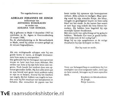 Adriaan Johannes de Jongh Anthonia Wordragen Adriana van Dongen