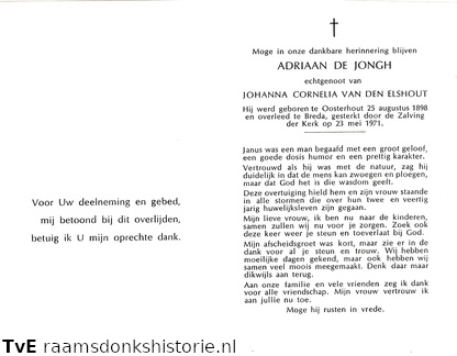 Adriaan de Jongh Johanna Cornelia van den Elshout
