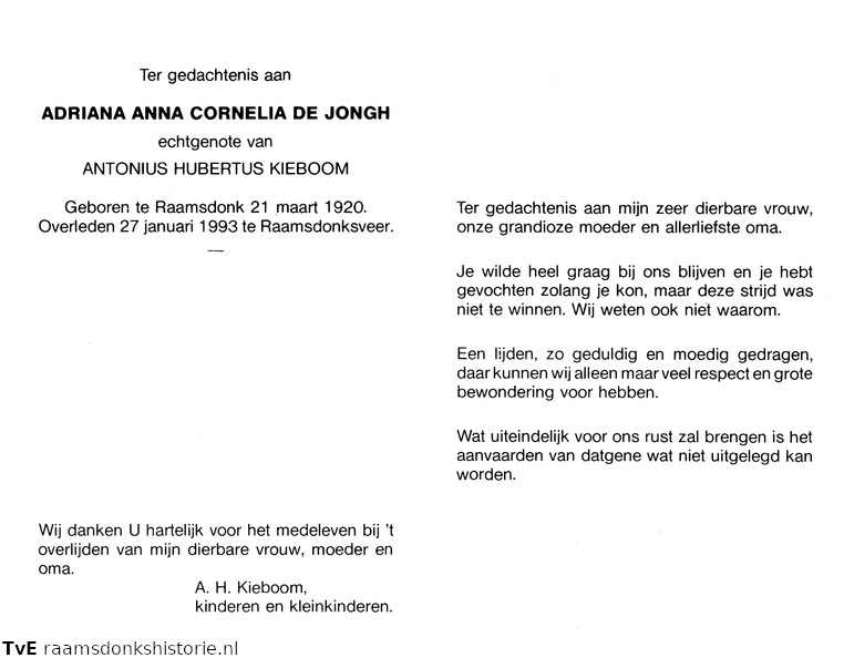 Adriana Anna Cornelia de Jongh Antonius Hubertus Kieboom