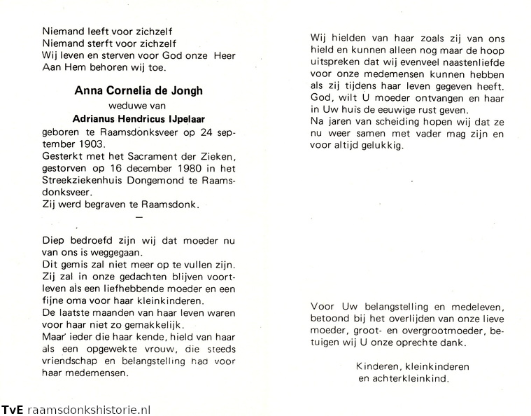 Anna Cornelia de Jongh Adrianus Hendricus IJpelaar