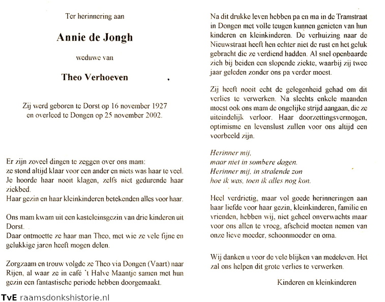 Annie de Jongh Theo Verhoeven