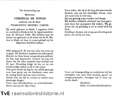 Cornelia de Jongh Franciscus Michiel Caron