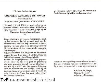 Cornelis Adrianus de Jongh Gerardina Johanna Verschure
