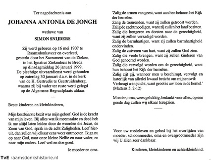 Johanna Antonia de Jongh Simon Snijders