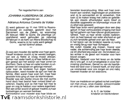 Johanna Huiberdina de Jongh Adrianus Antonius Cornelis de Volder