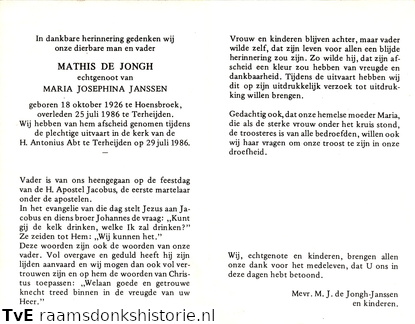 Mathis de Jongh Maria Josephina Janssen