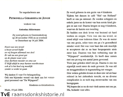 Petronella Gerardina de Jongh Antonius Akkermans