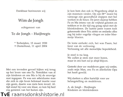 Wim de Jongh To Huijbregts