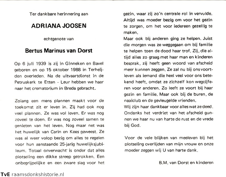 Adriana Joosen Bertus Marinus van Dorst