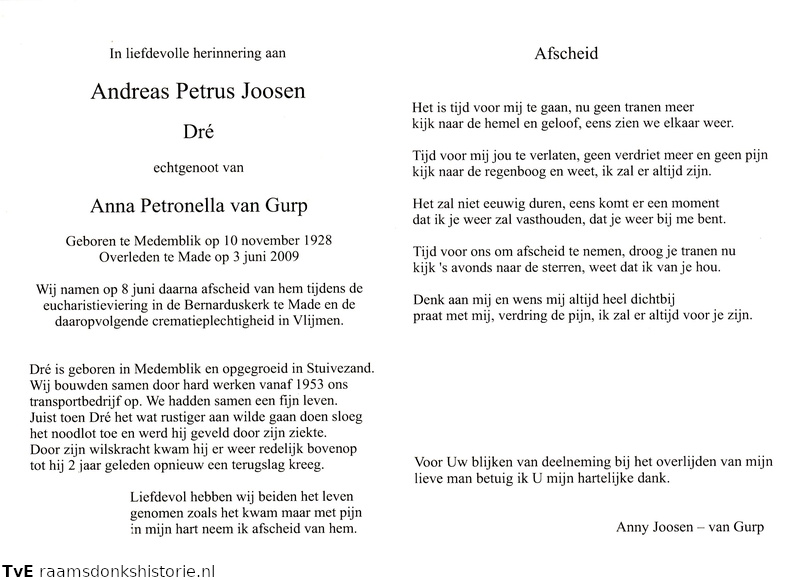 Andreas Petrus Joosen Anna Petronella van Gurp